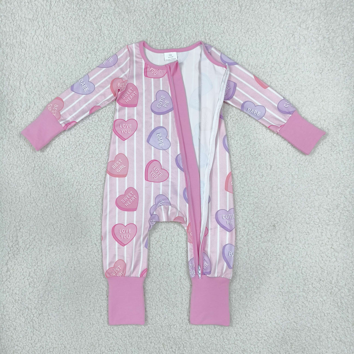 pink sweet heart print zip sleeper girl zippy baby pj