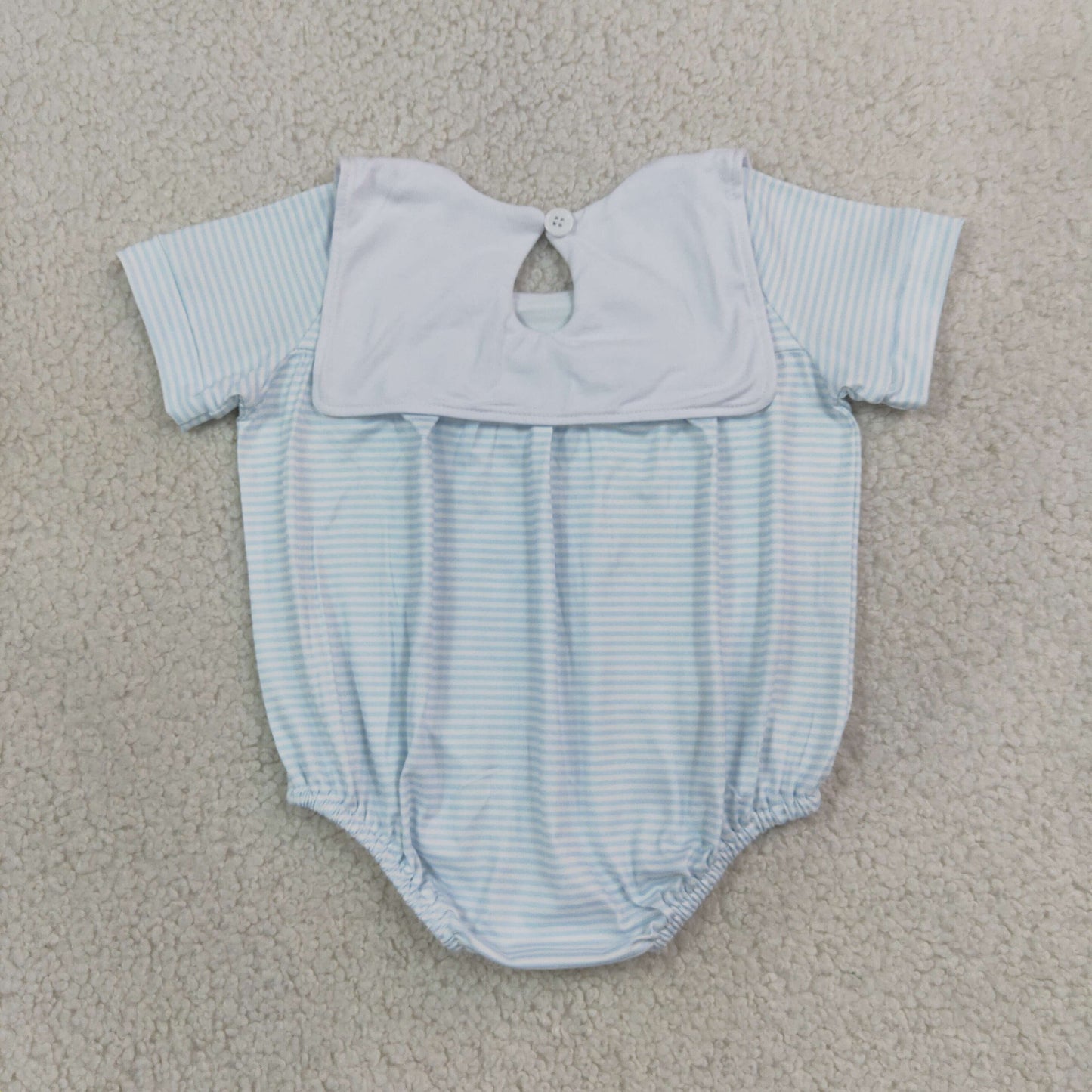 tractor farm embroidery stripes romper