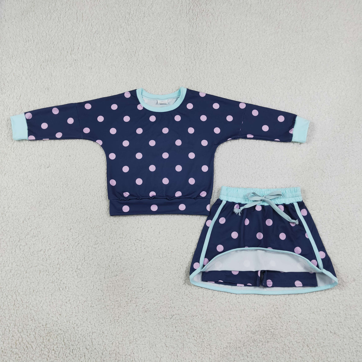 long sleeve polka dots skort set girls clothing