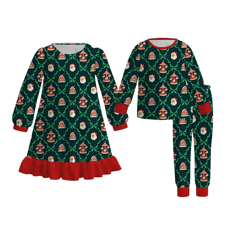 MOQ 5one items TAT 7-8weeks 95%cotton 5%spandex girls boys christmas pjs