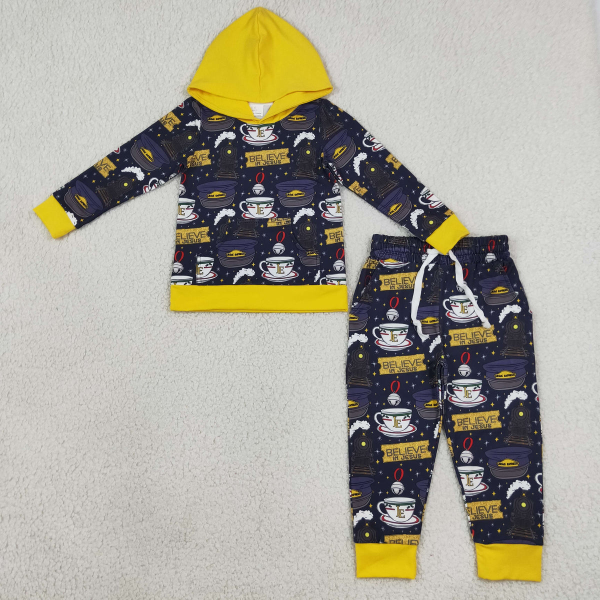 believe in jesus joggers set boys outfit