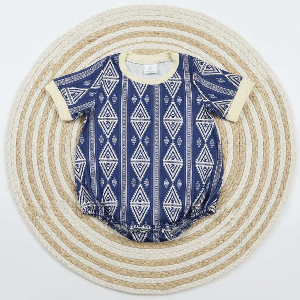 SR3713 short sleeve aztec bubble romper infant clothes