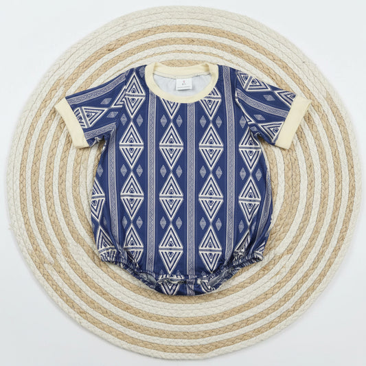 SR3713 short sleeve aztec bubble romper infant clothes
