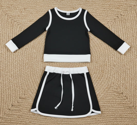 long sleeve solid black athletic active skirts & skorts