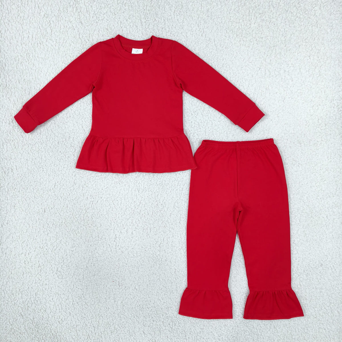 solid cotton red ruffle outfit