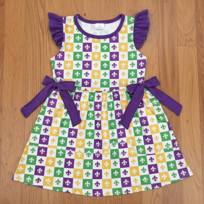 mardi gras bow dress