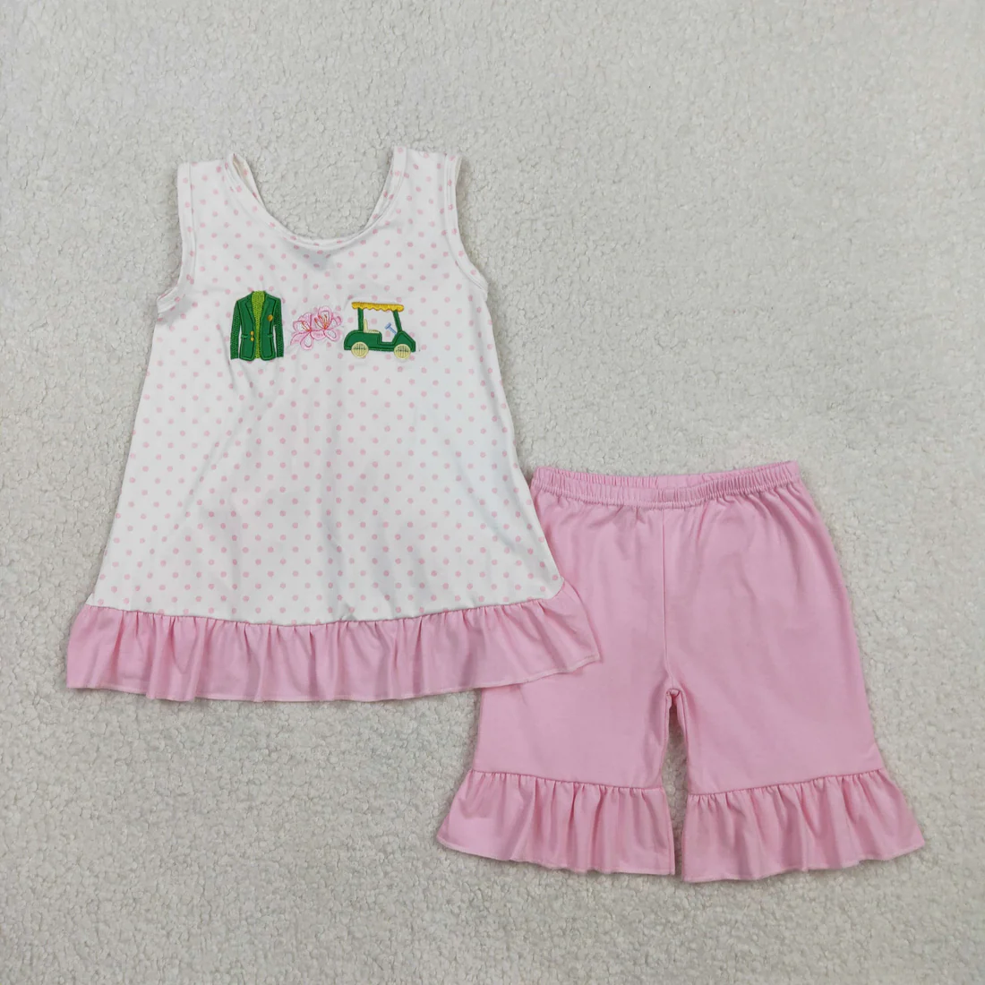 Kids Sibling Embroidery Golf Shorts Set