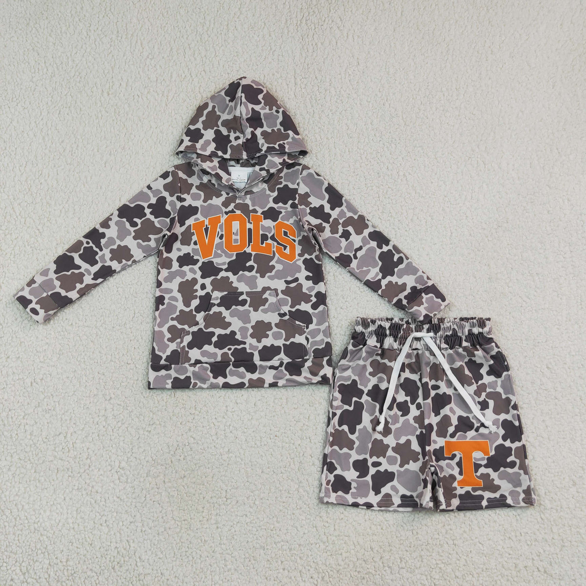 vols football team camo hoodie shorts set