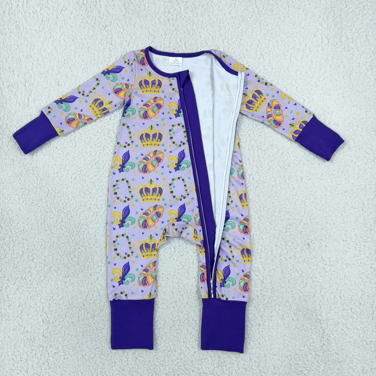 mardi gras baby zippy pjs