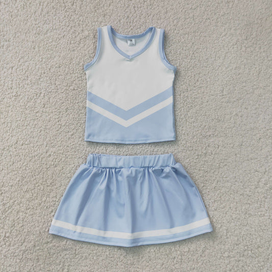 blue white cheerleader athletic skort outfit girls clothes