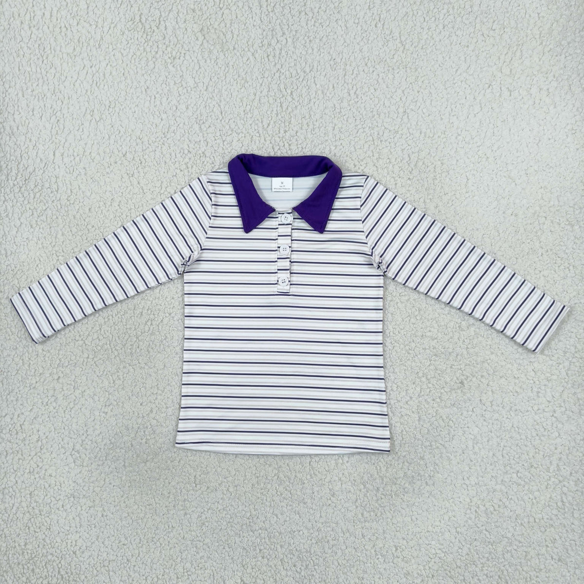 baby boy long sleeve purple striped polo shirt