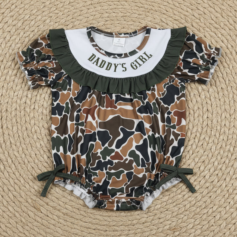 SR3916 embroidery daddy's girl camo bubble baby clothes