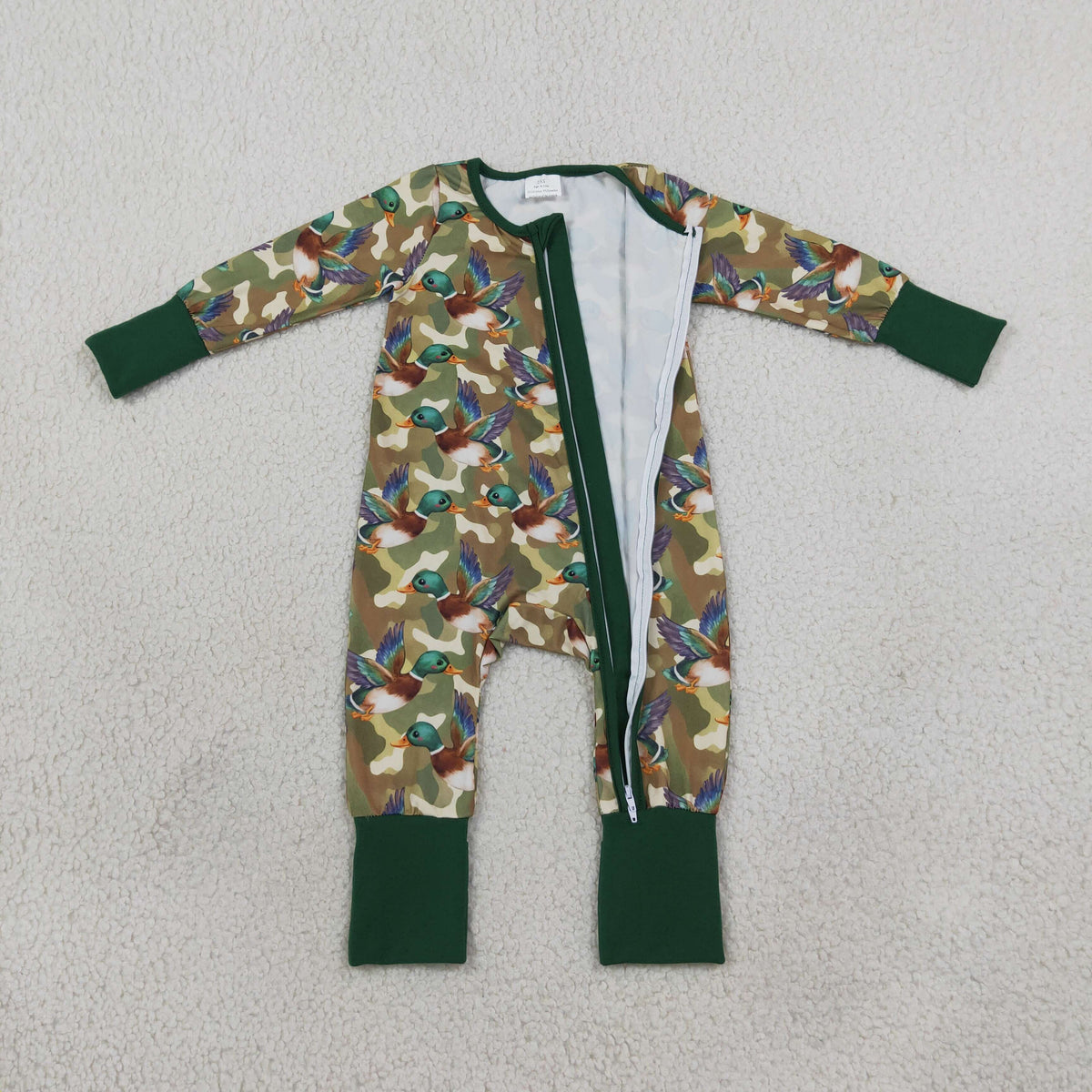 LR3249 camo mallard print zip sleeper zippy baby pj