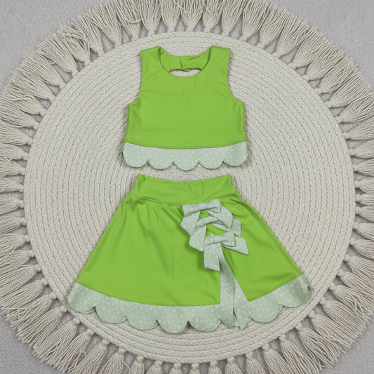 fluorescent green athletic scallop skort set