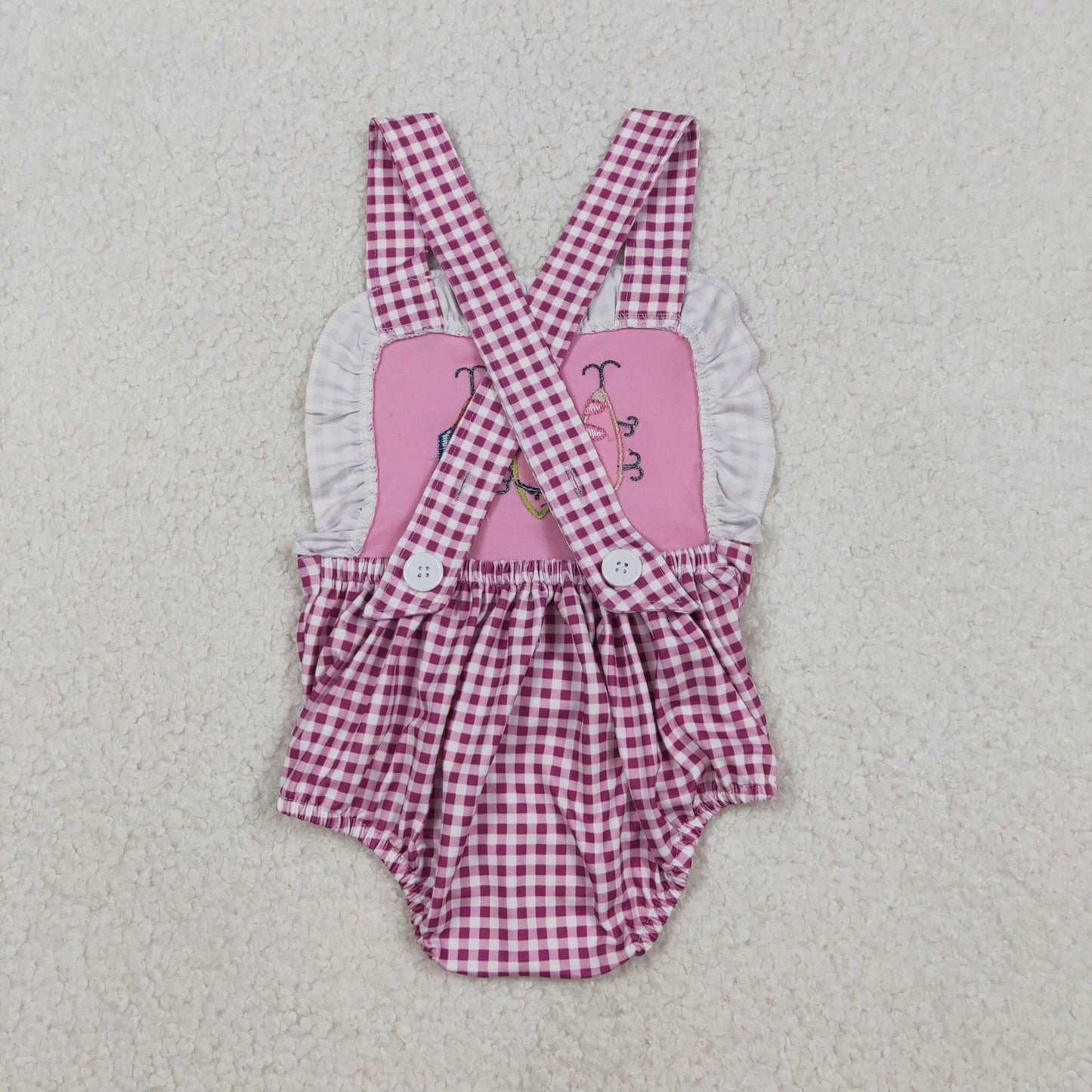 gingham fish hook embroidery cross back bubble