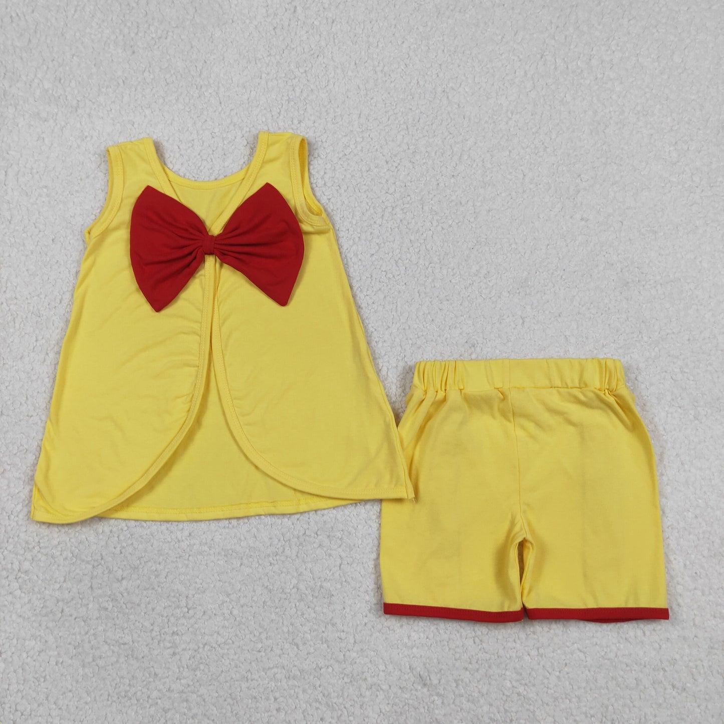 solid yellow red backless shorts set summer toddler girl clothing