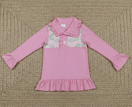 ruffle pink golf pullover