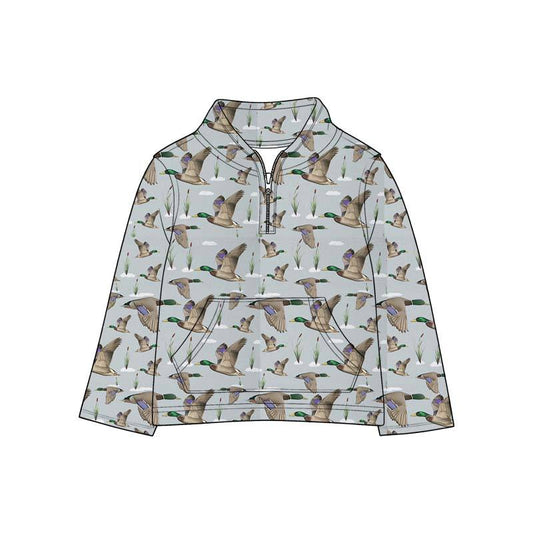Custom order MOQ 5 duck print zip up pullover