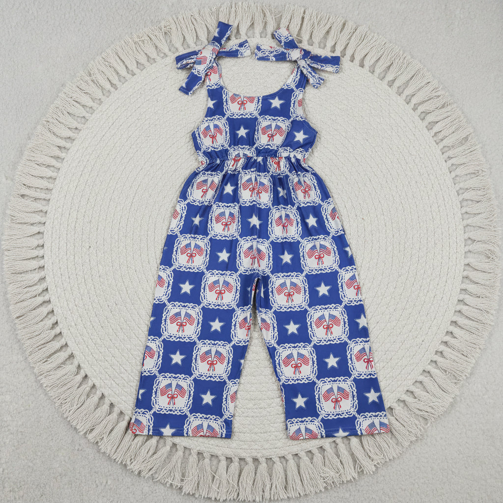 SR3875 checkered flag stars strap jumpsuit
