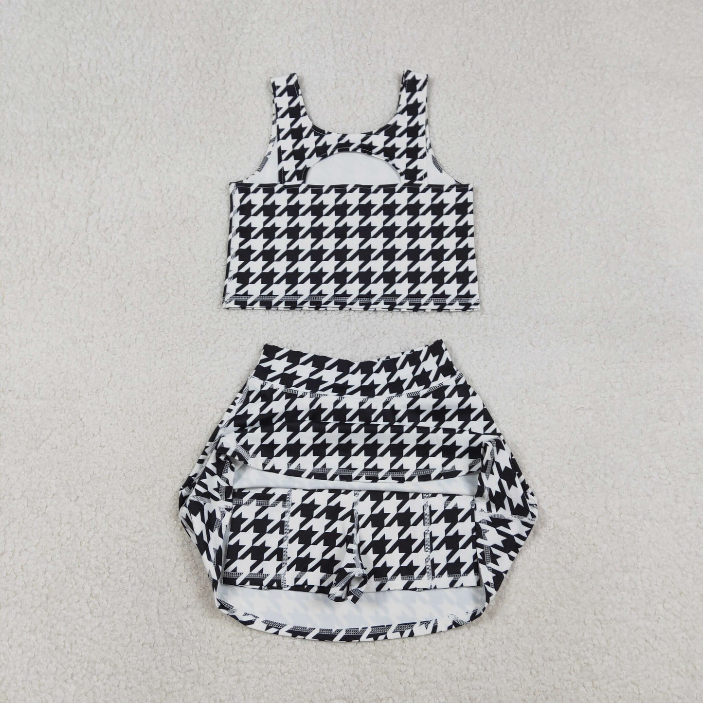 black houndstooth athletic skort set outfit girls clothes