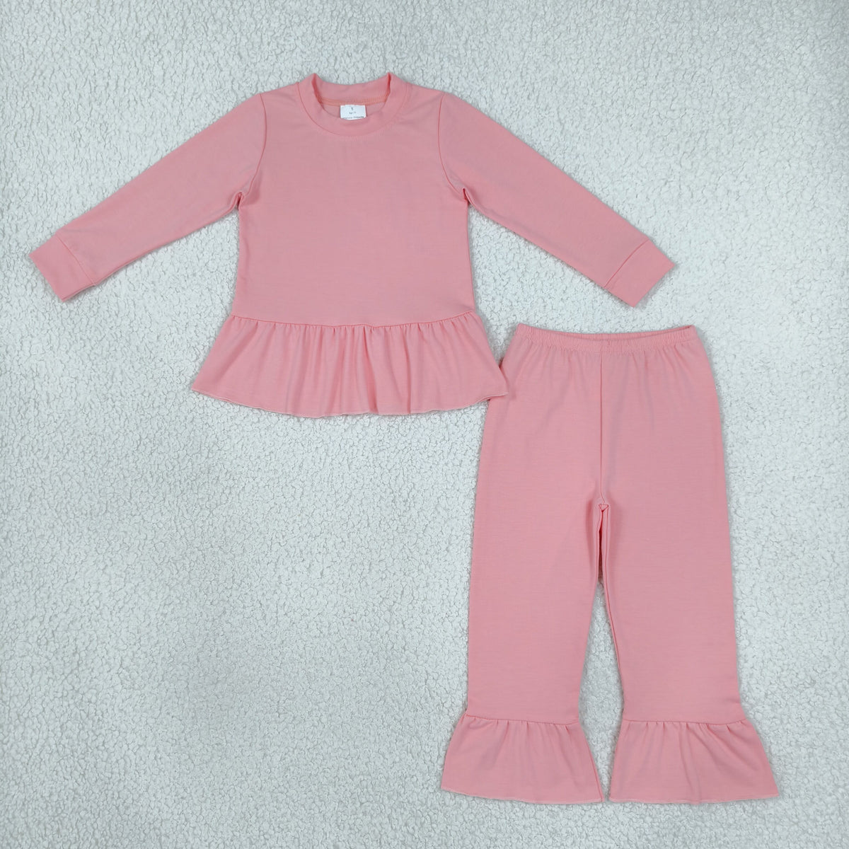 solid cotton pink ruffle outfit