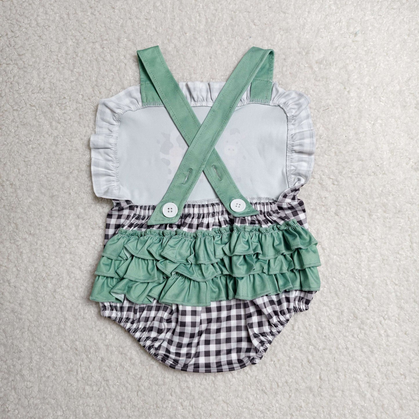 ruffle farm animal print strap bubble romper baby girl clothes