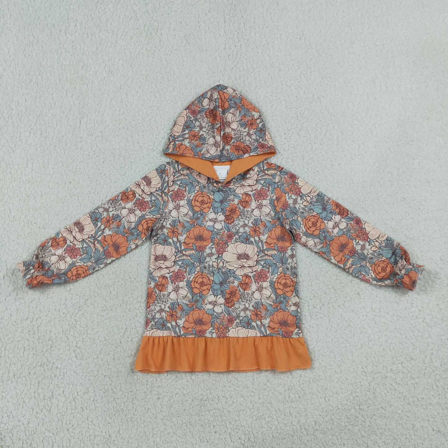 long sleeve baby girl fall flower ruffle hoodie