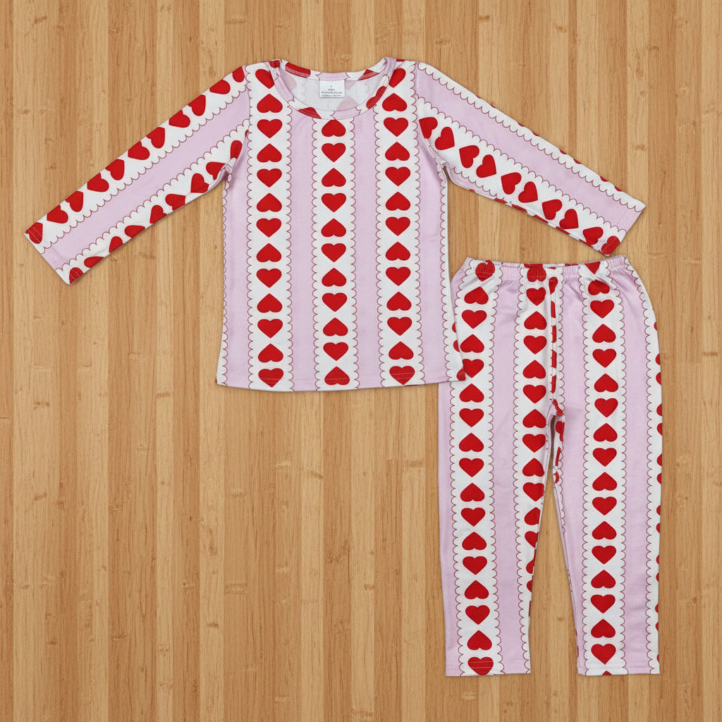 red heart valentine girls two pieces lounge set