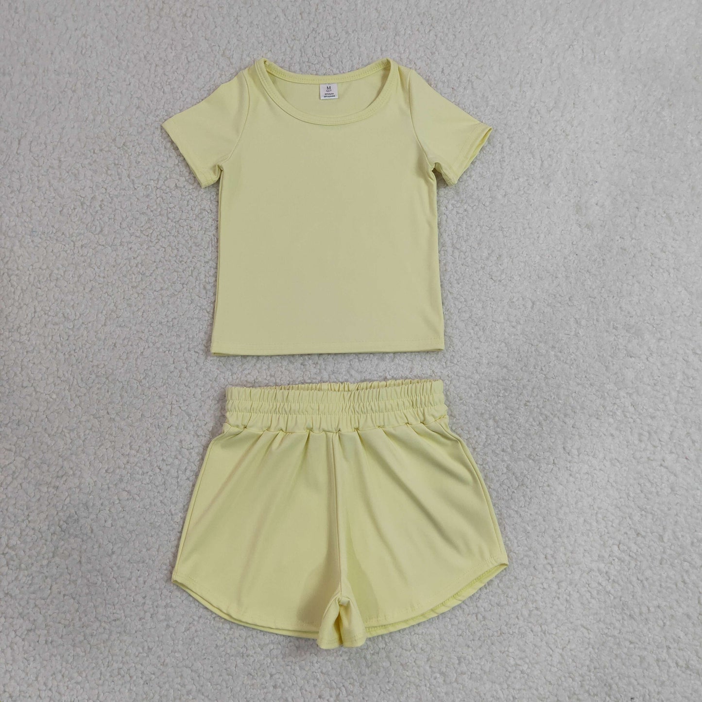solid yellow athletic shorts set sports yoga toddler girl clothing