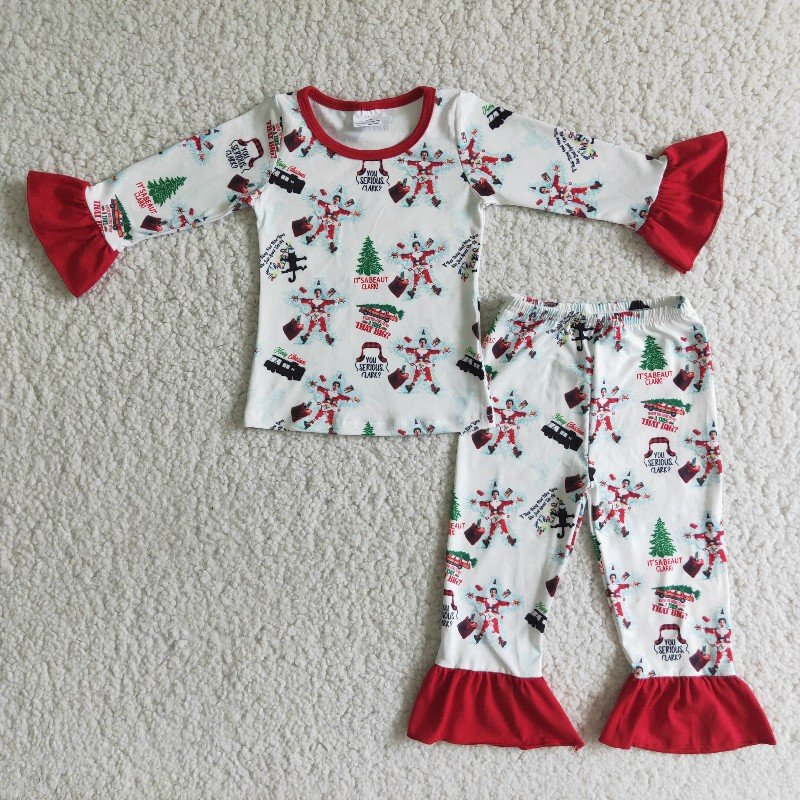 6 A2-18 you serious clark ruffle two pieces girl pajamas