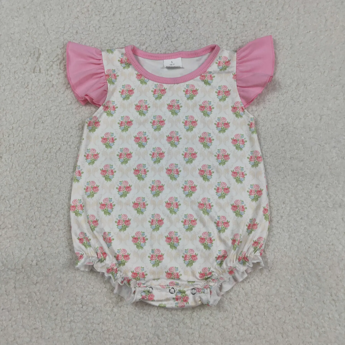 Sibling pink flower bubble and shorts set