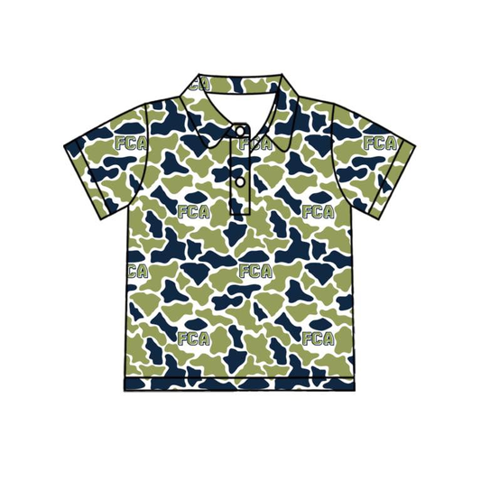 Custom order MOQ 5 game days camo polos with team colors + logo