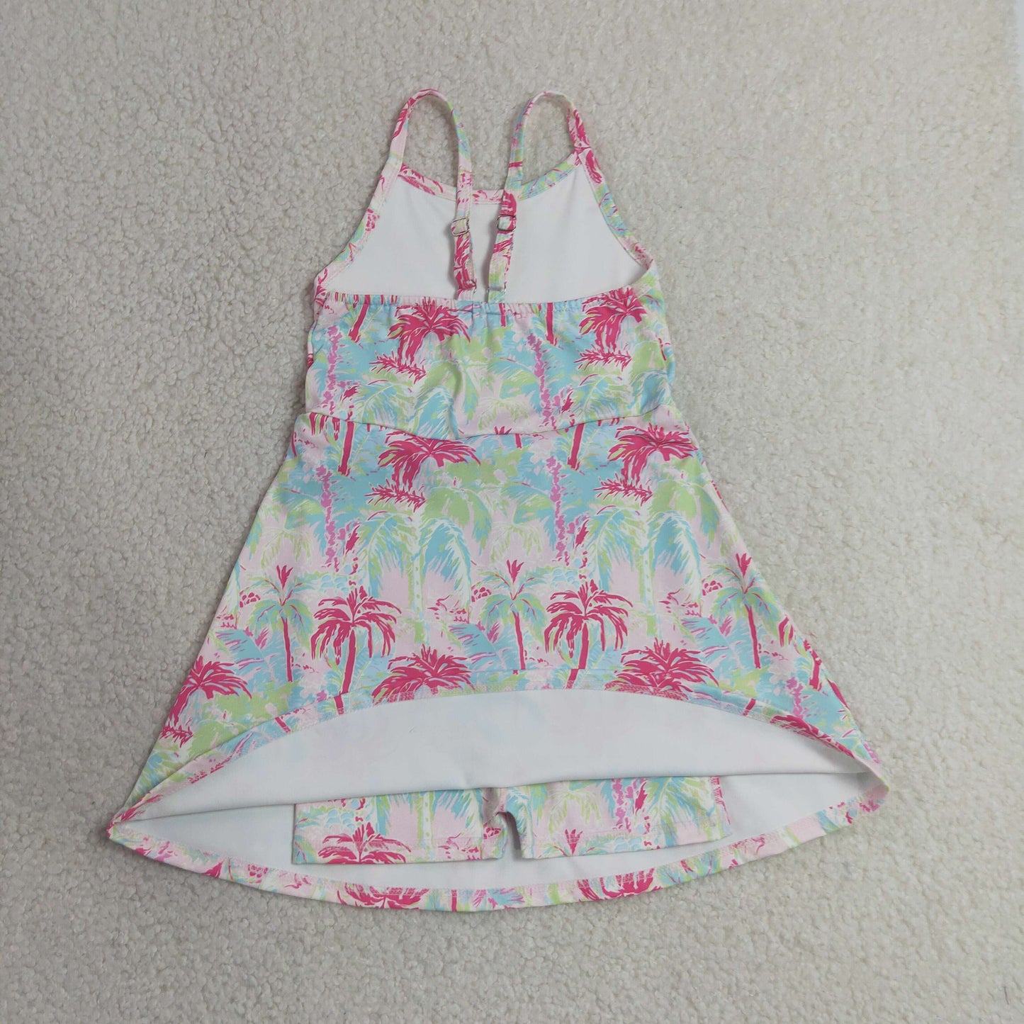 tropical Island vibe palm tree pattern abstract style athletic dress