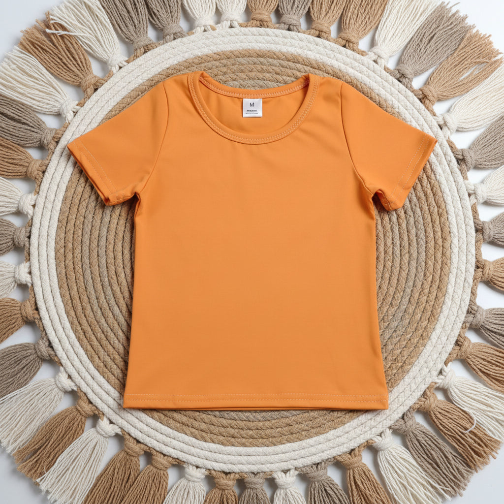 cotton orange tee summer clothing girl t-shirt top