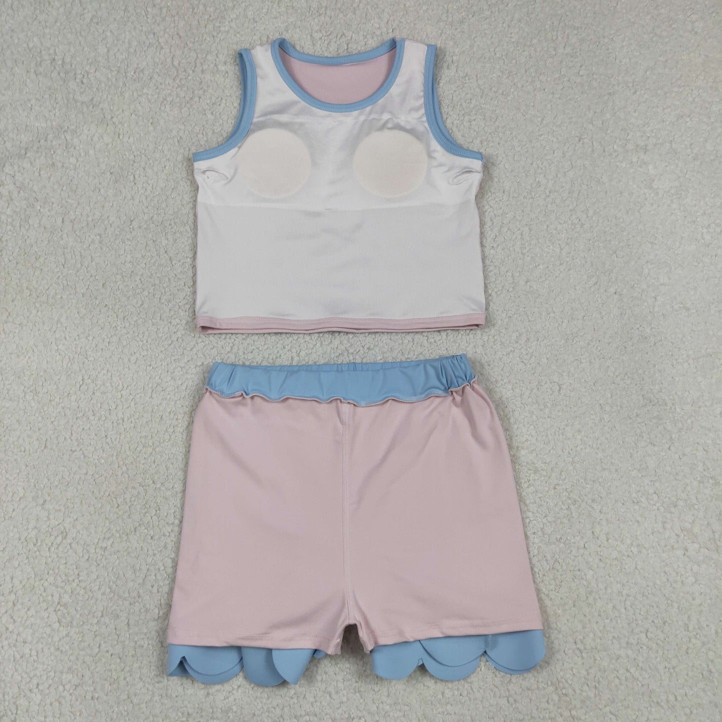 solid pink blue scallop athletic skort outfit girls clothes