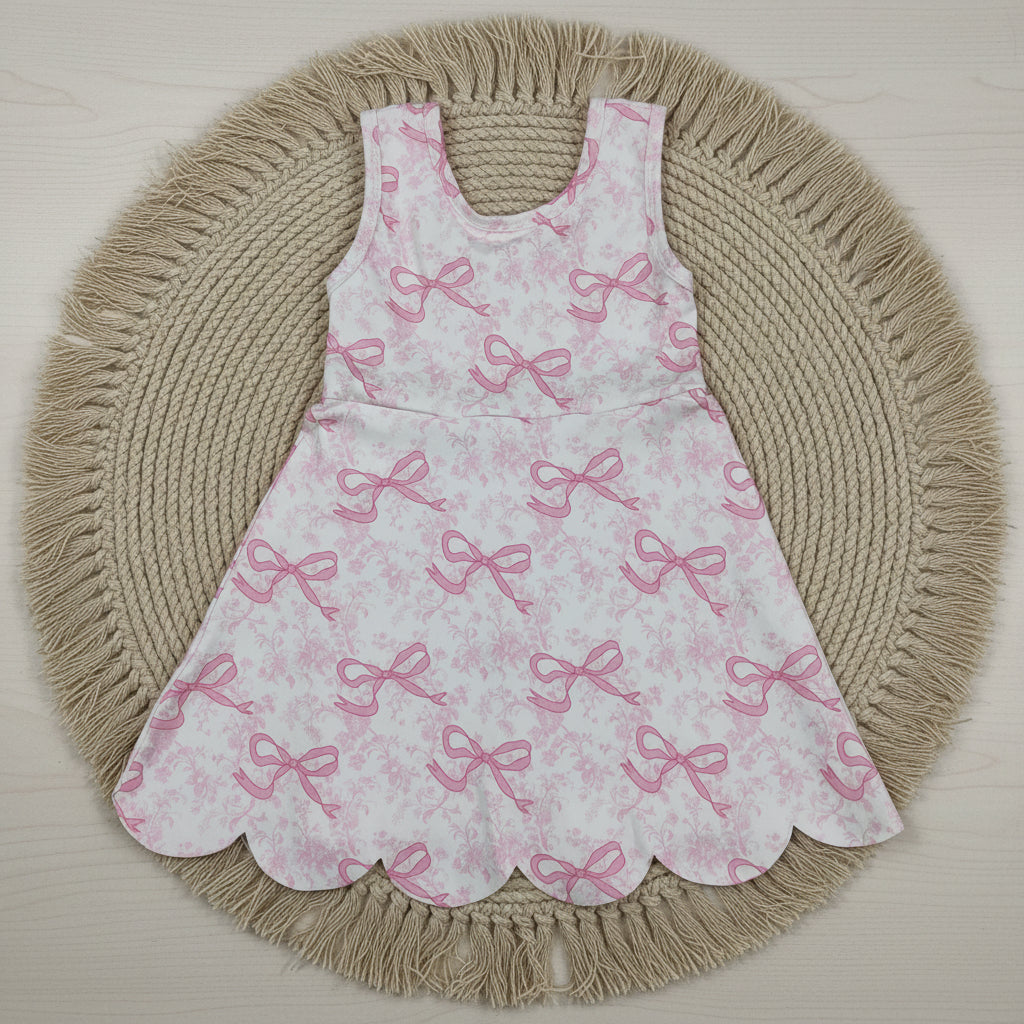 pink coquette floral scallop athletic dress