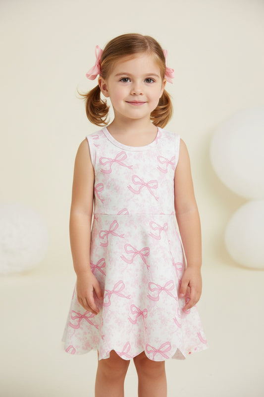 pink coquette floral scallop athletic dress