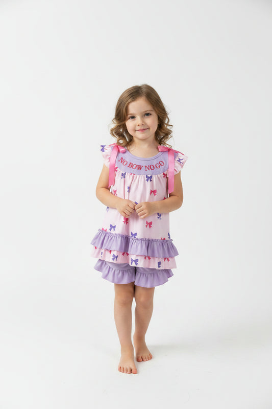 no bow bo go embroidery coquette shorts set girls clothes