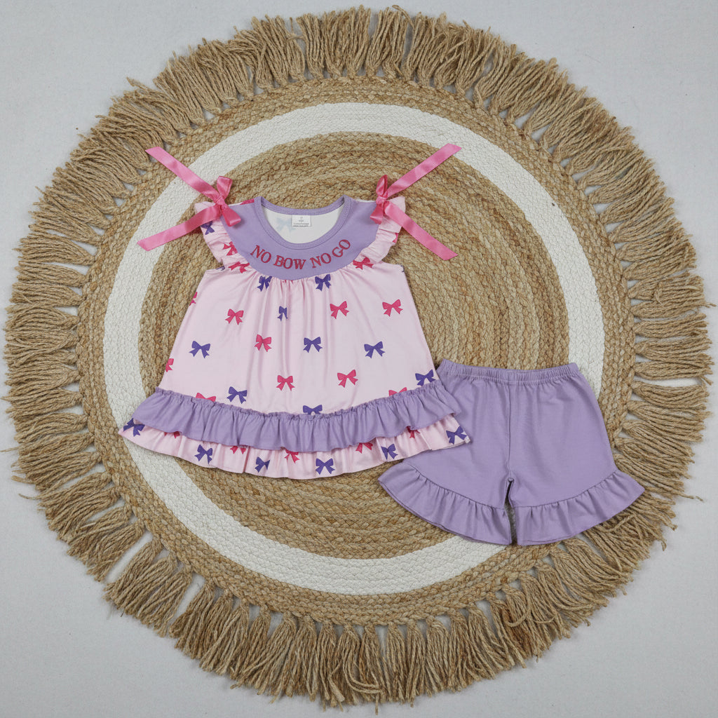 no bow bo go embroidery coquette shorts set girls clothes