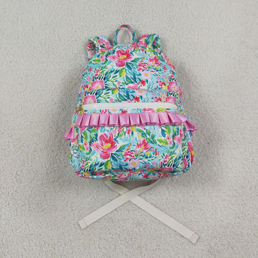 BA0176 pink floral ruffle backpack for girl