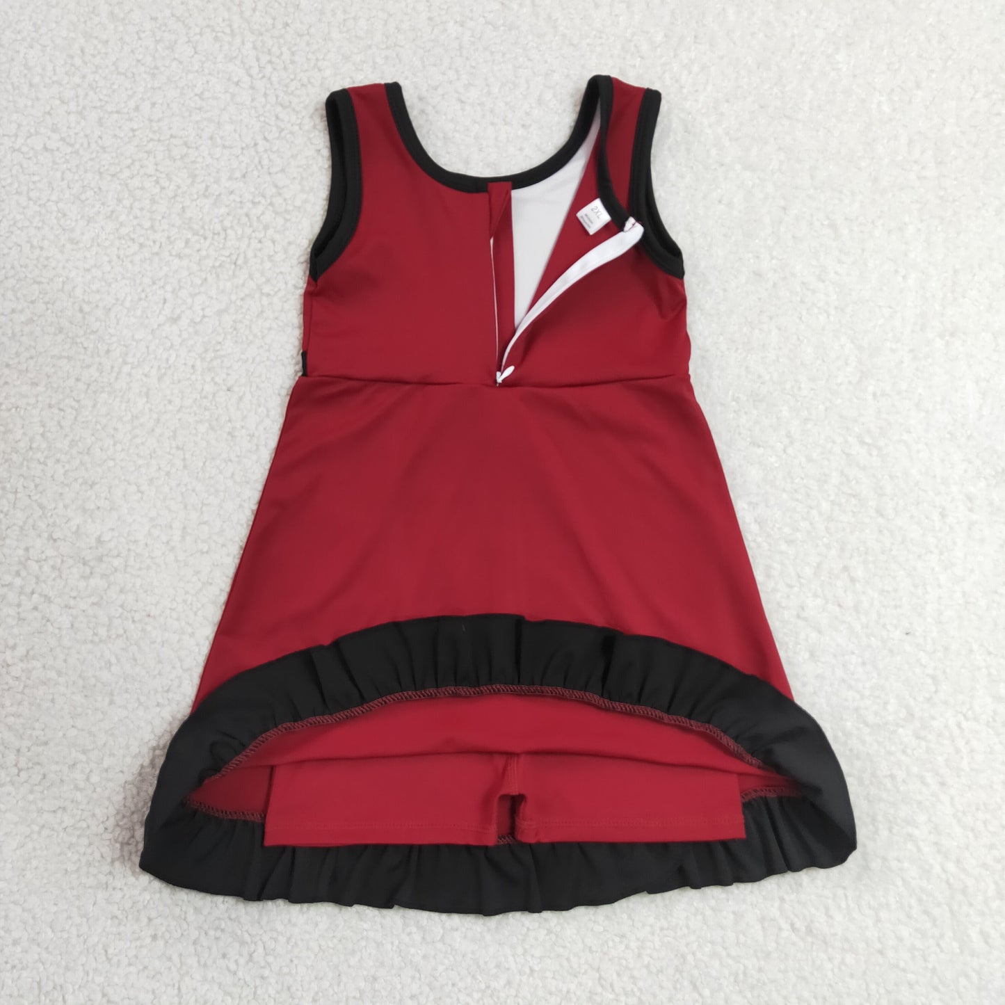 solid maroon and black ruffle athletic dress