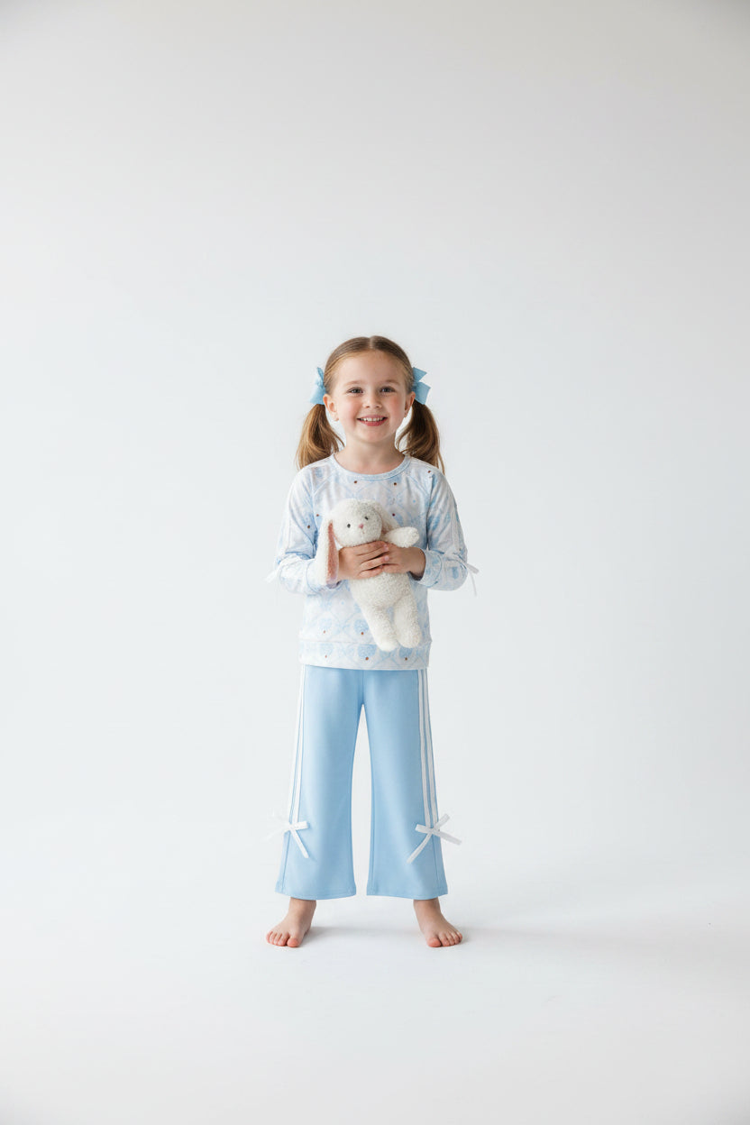 long sleeve blue pumpkin pants set