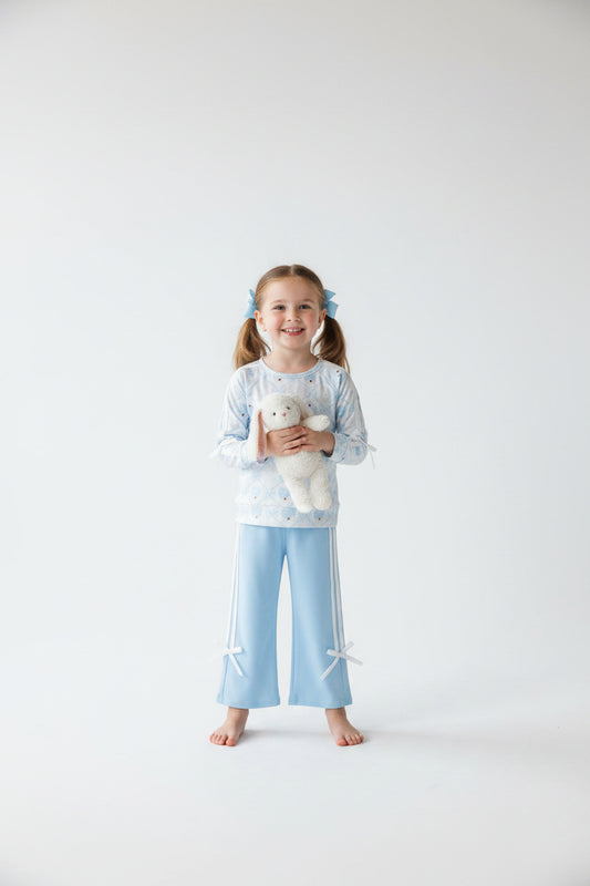 long sleeve blue pumpkin pants set