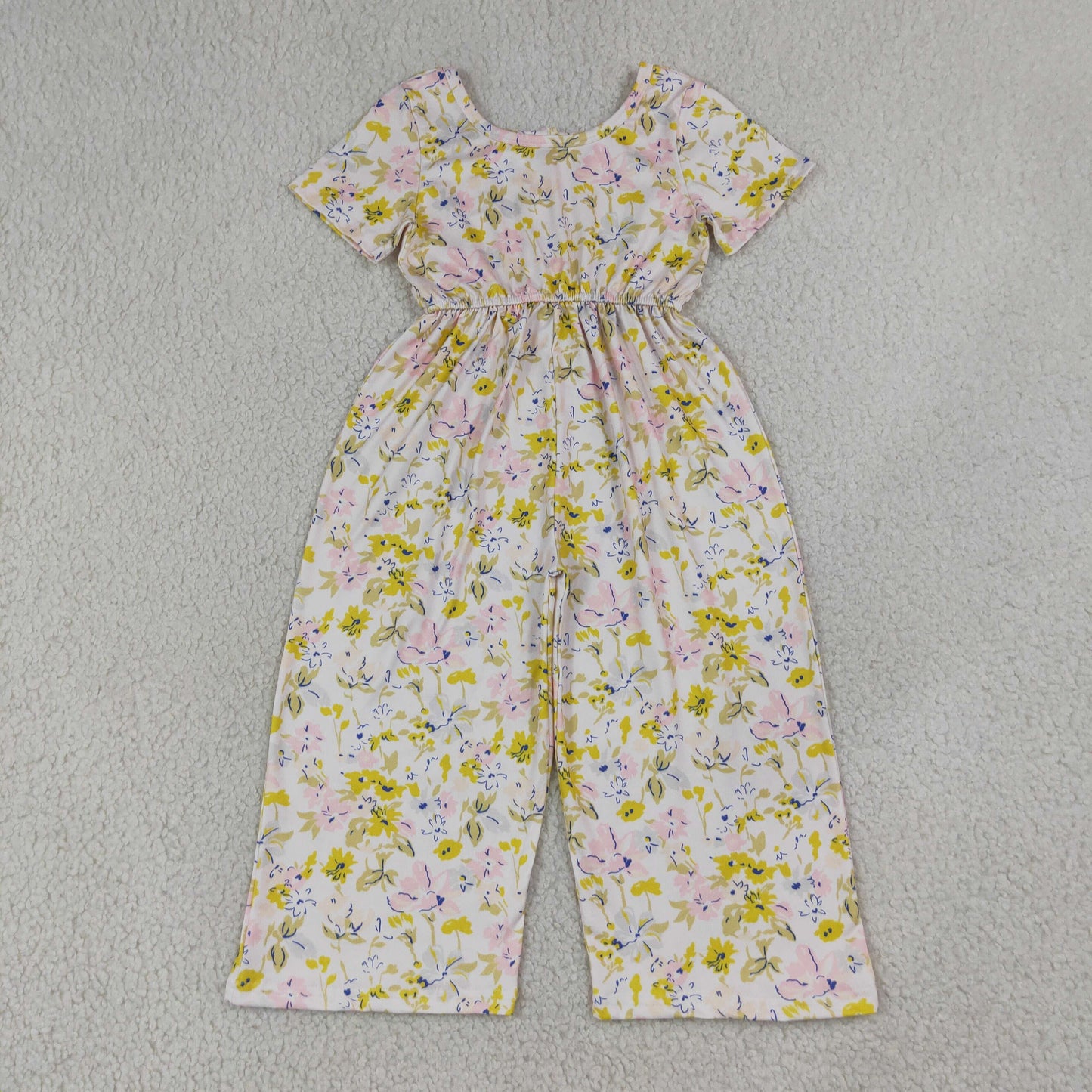 short sleeve floral jumpsuit