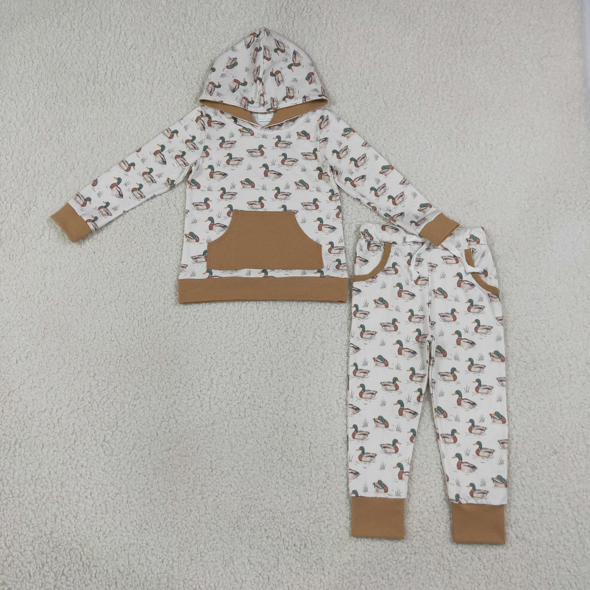 duck print hoodie joggers set fall boys outfit