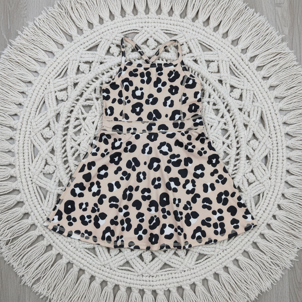 strap leopard athletic skort dress