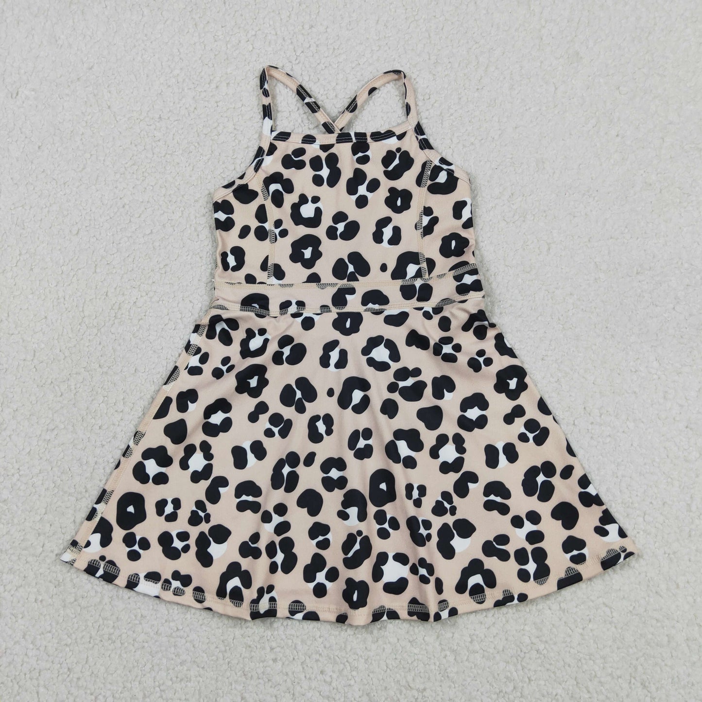 strap leopard athletic skort dress