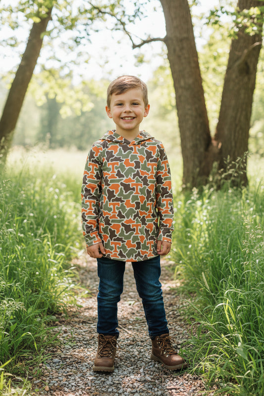 long sleeve camo T pullover hoodie