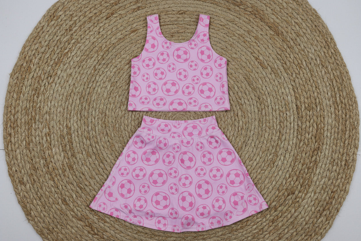 pink soccer athletic skort outfit toddler girls clothes