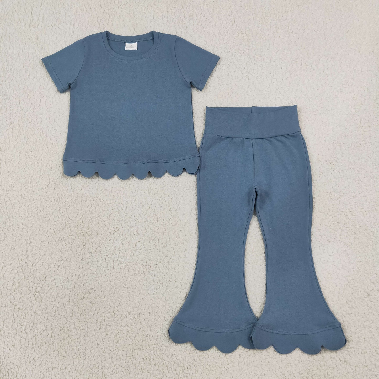 solid cotton callop girls outfit pants set